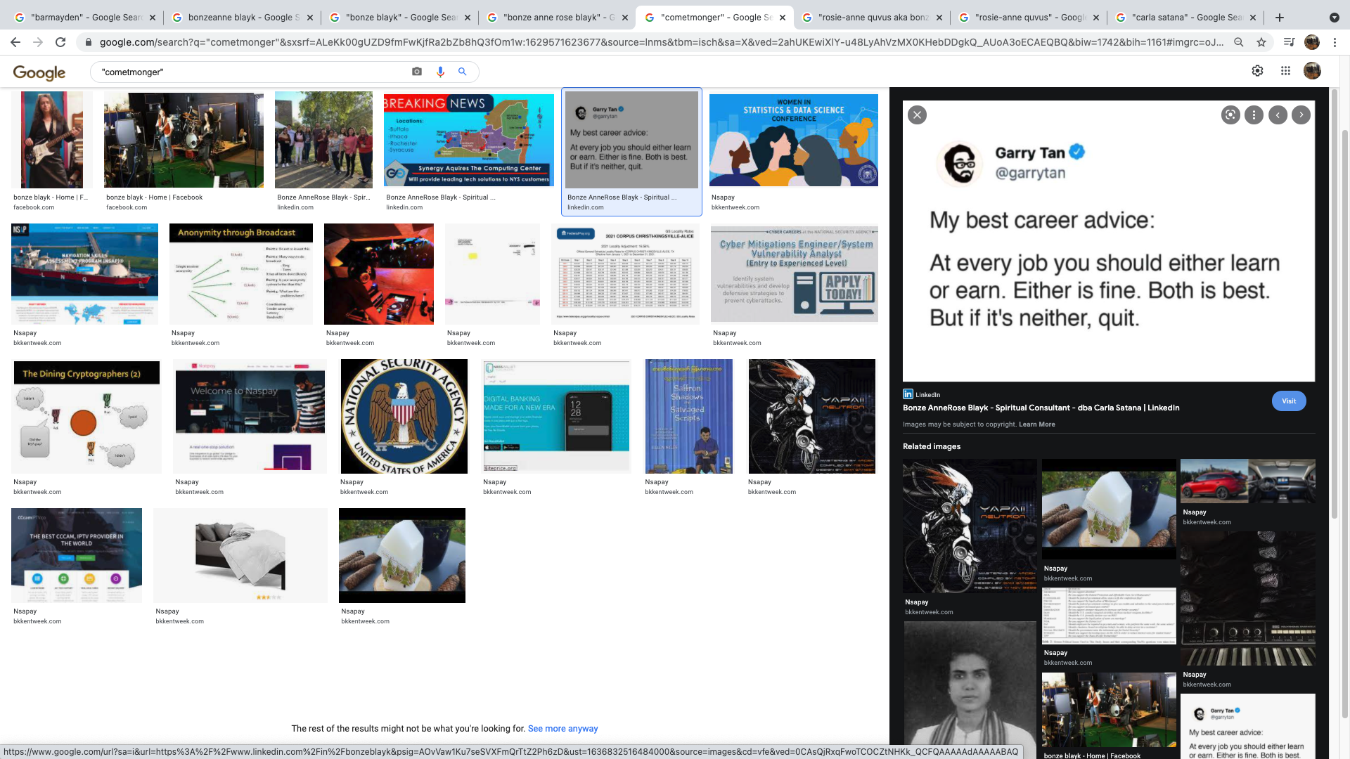 ./2021-11-12 at 2.44.25 PM - Google Search 'cometmonger' Nsapay SEO - Linkedin - Garry Tan - 'My best career advice - Get Paid or Get Laid or Even Better Both'.png